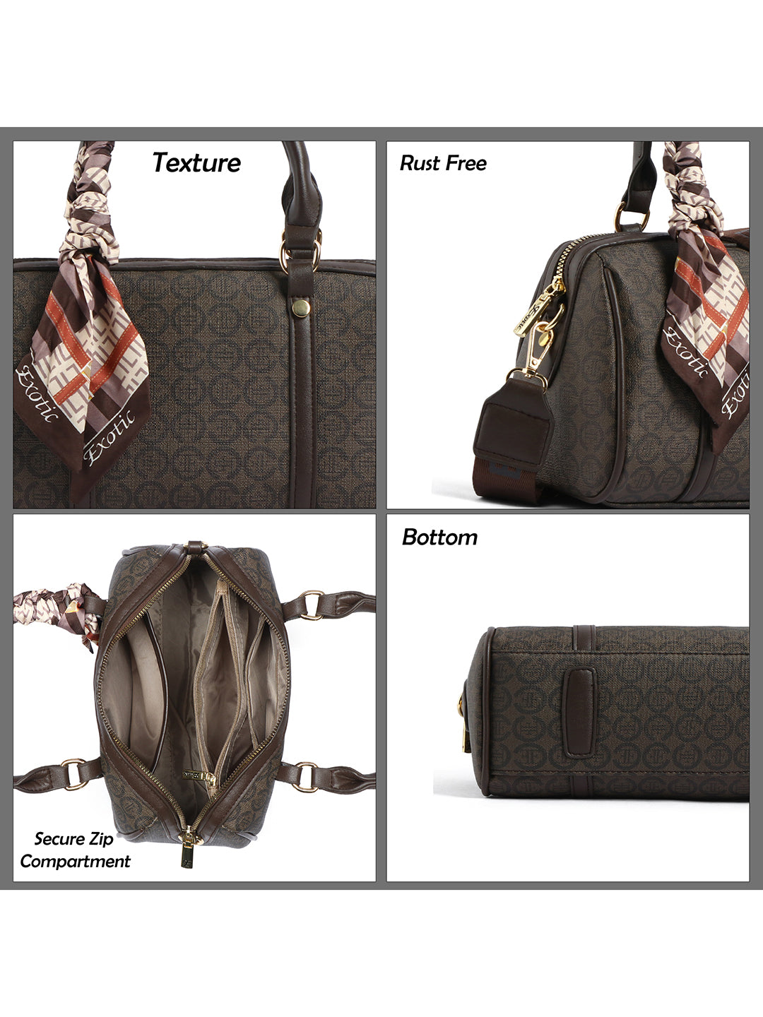 Exotic Monogram Pattern Top Handheld Handbag