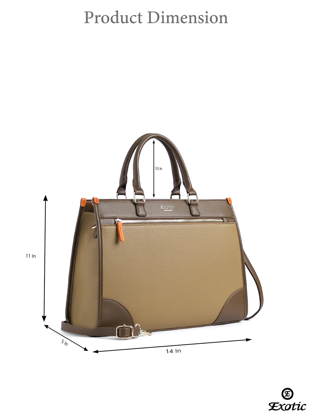 Exotic Alora Structured Tote Handbag Khaki