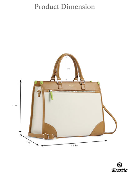 Exotic Alora Structured Tote Handbag Off White