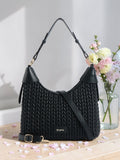Exotic Elaris Quilted Hobo Shoulder Bag (Black)
