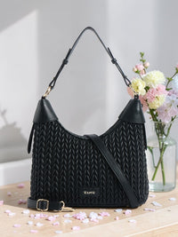 Exotic Elaris Quilted Hobo Shoulder Bag (Black)