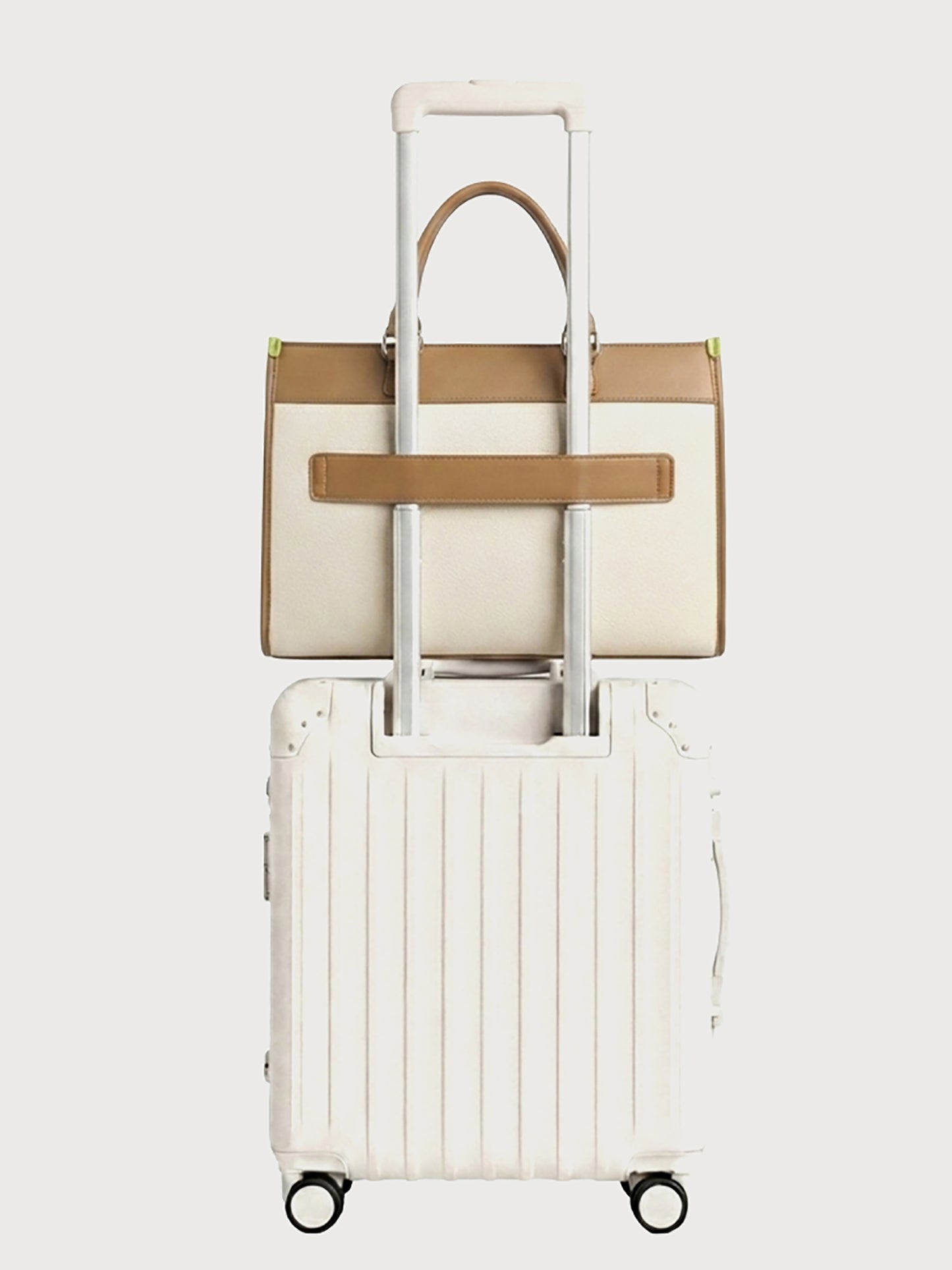 Exotic Alora Structured Tote Handbag Off White
