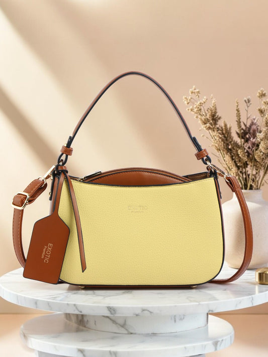 Exotic Premium Azure Curve Shoulder Bag (Mustard)