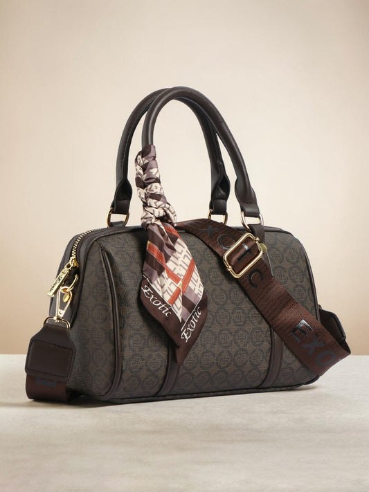 Exotic Monogram Pattern Top Handheld Slingbag (Brown)