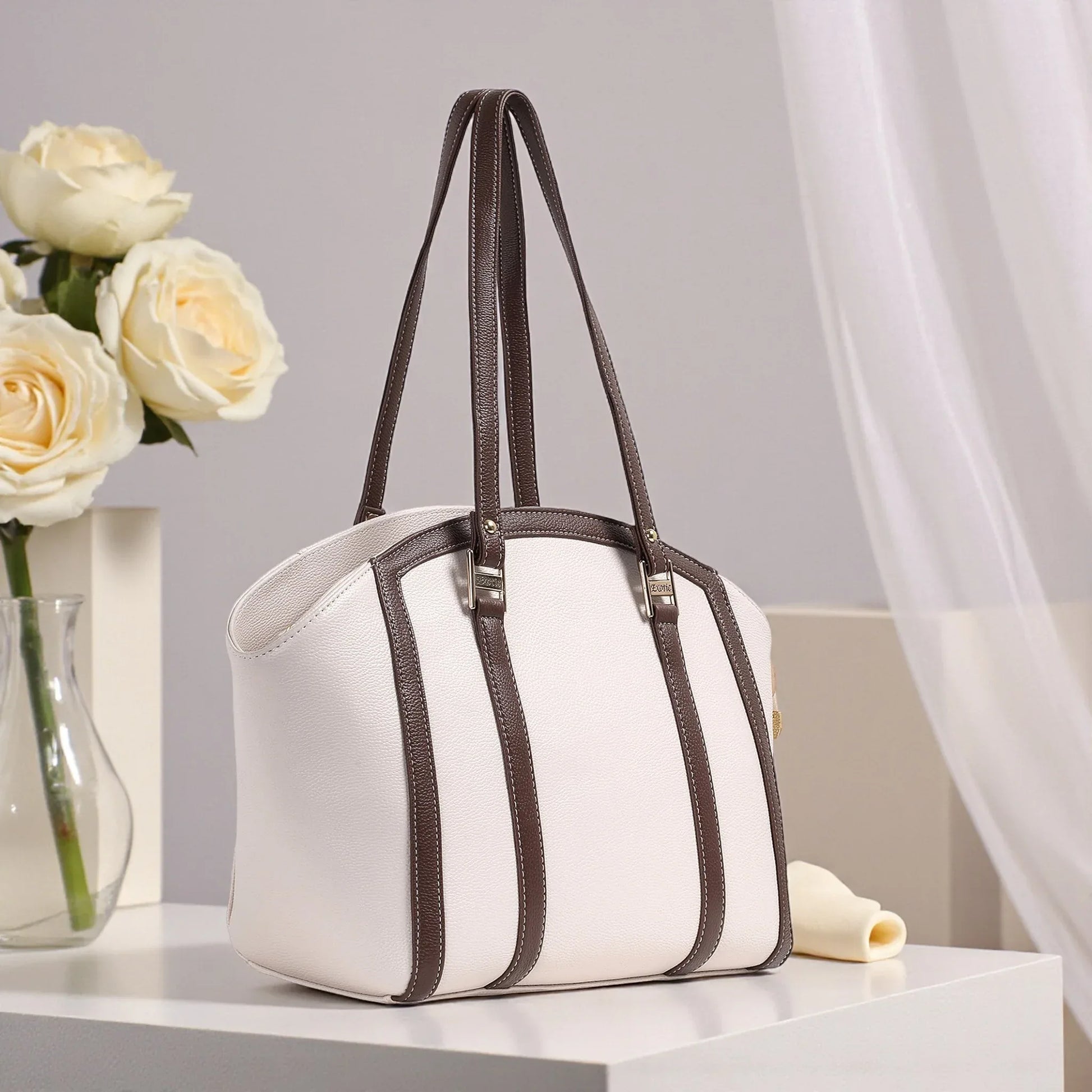 Elegant Dual-Tone Structured Tote Bag - exoticstore