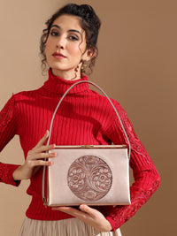 Exotic Aurelia Embossed Clutch for Women (Rose gold)