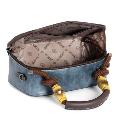 EXOTIC Bloom Embroidered Leather Handbag - exoticstore