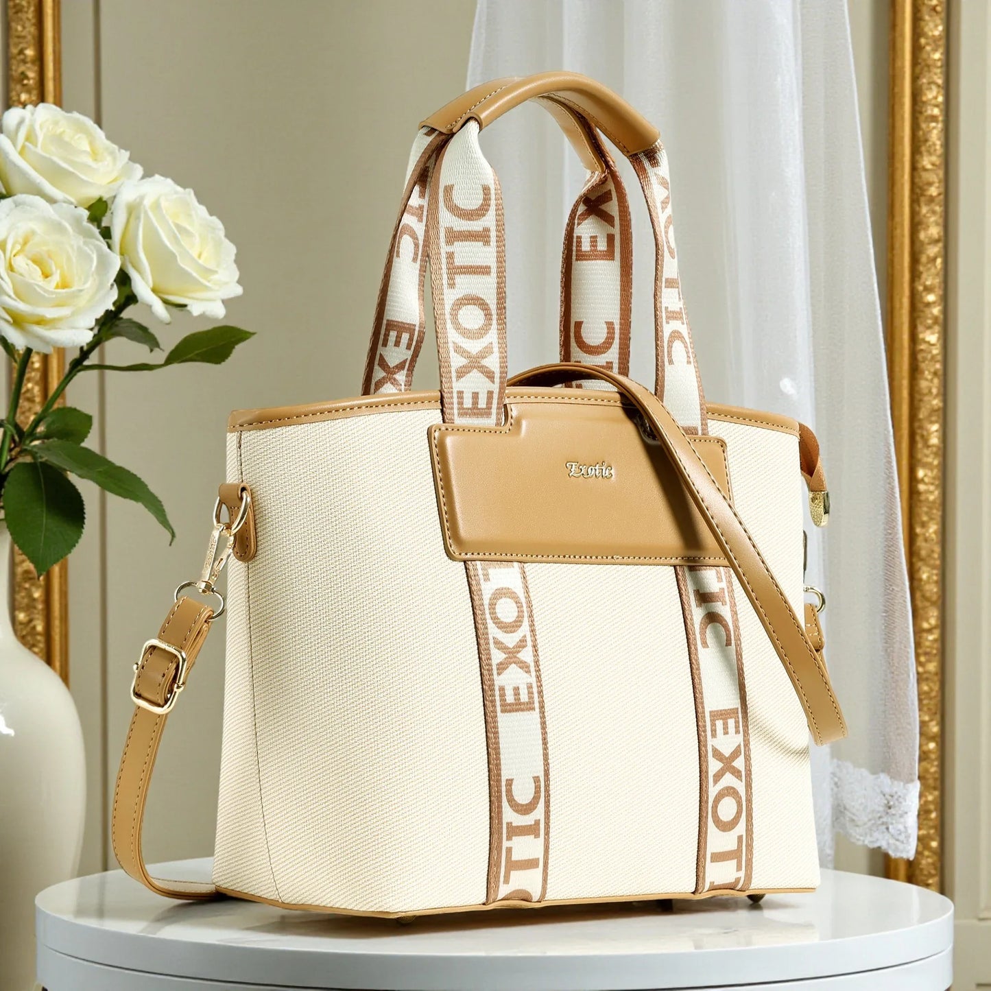 Exotic Premium Logo-Strap Women’s Tote Handbag - exoticstore