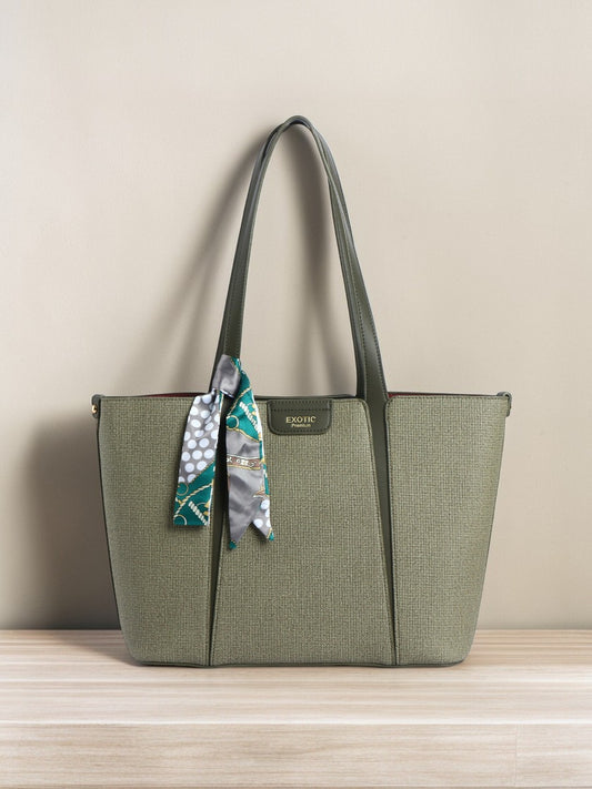 Exotic Premium Serelle Weave Structured Tote Bag (Green)
