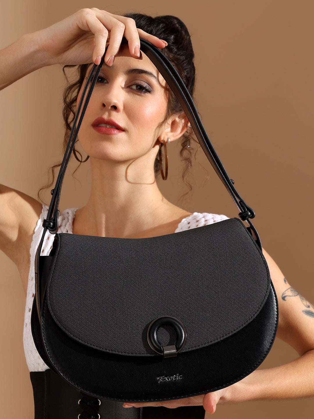 Exotic Simone Textured Saddle Bag