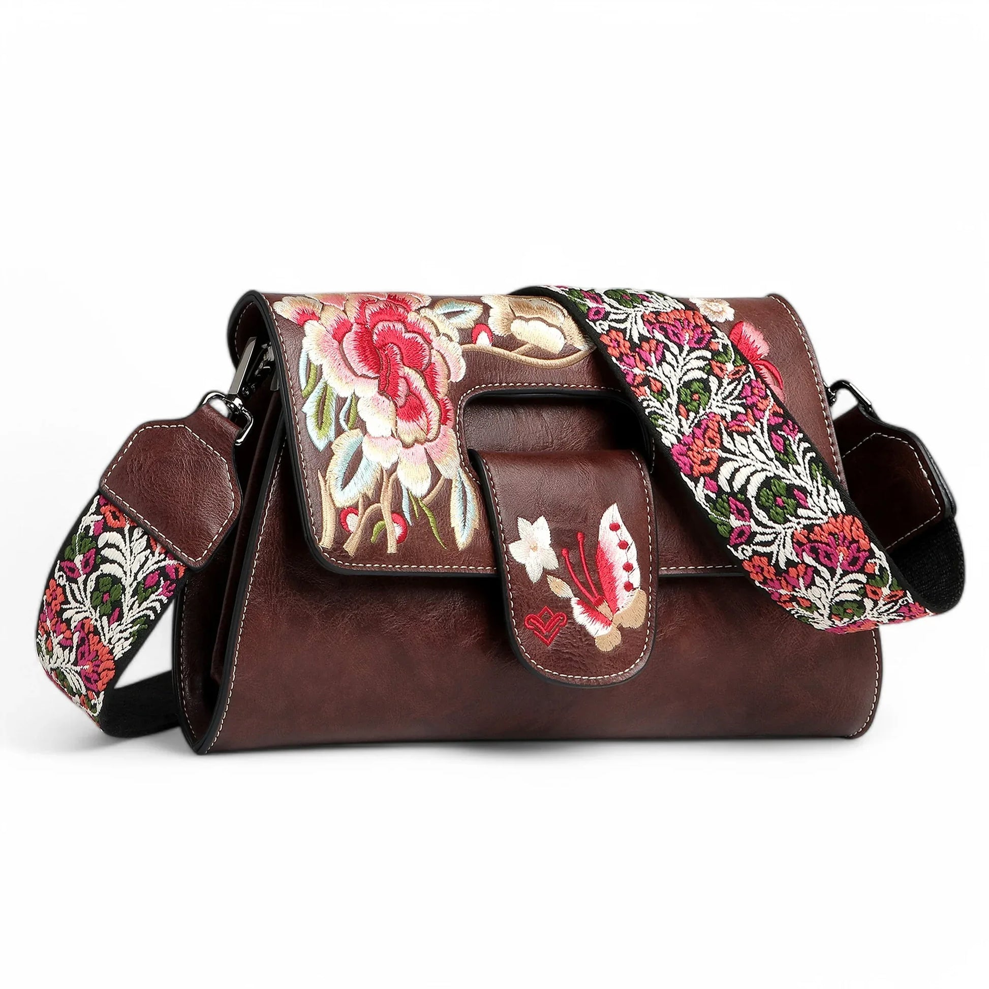 Exotic® Floral Fantasy Embroidered PU Sling Bag - exoticstore