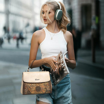 Exotic Sunflower Embossed Shoulder & Hand Tote Bag - exoticstore