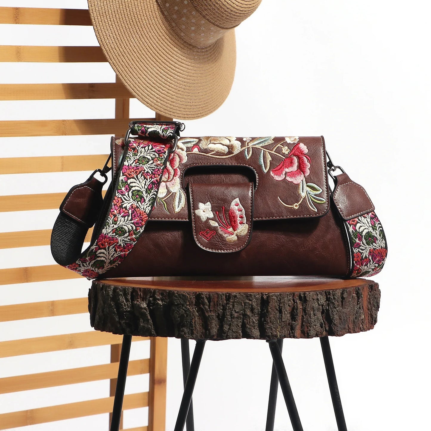 Exotic® Floral Fantasy Embroidered PU Sling Bag - exoticstore