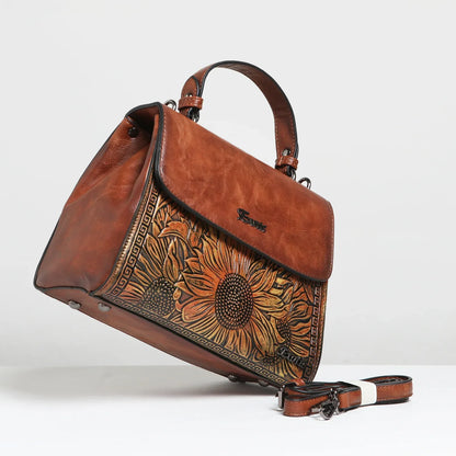 Exotic Sunflower Embossed Shoulder & Hand Tote Bag - exoticstore