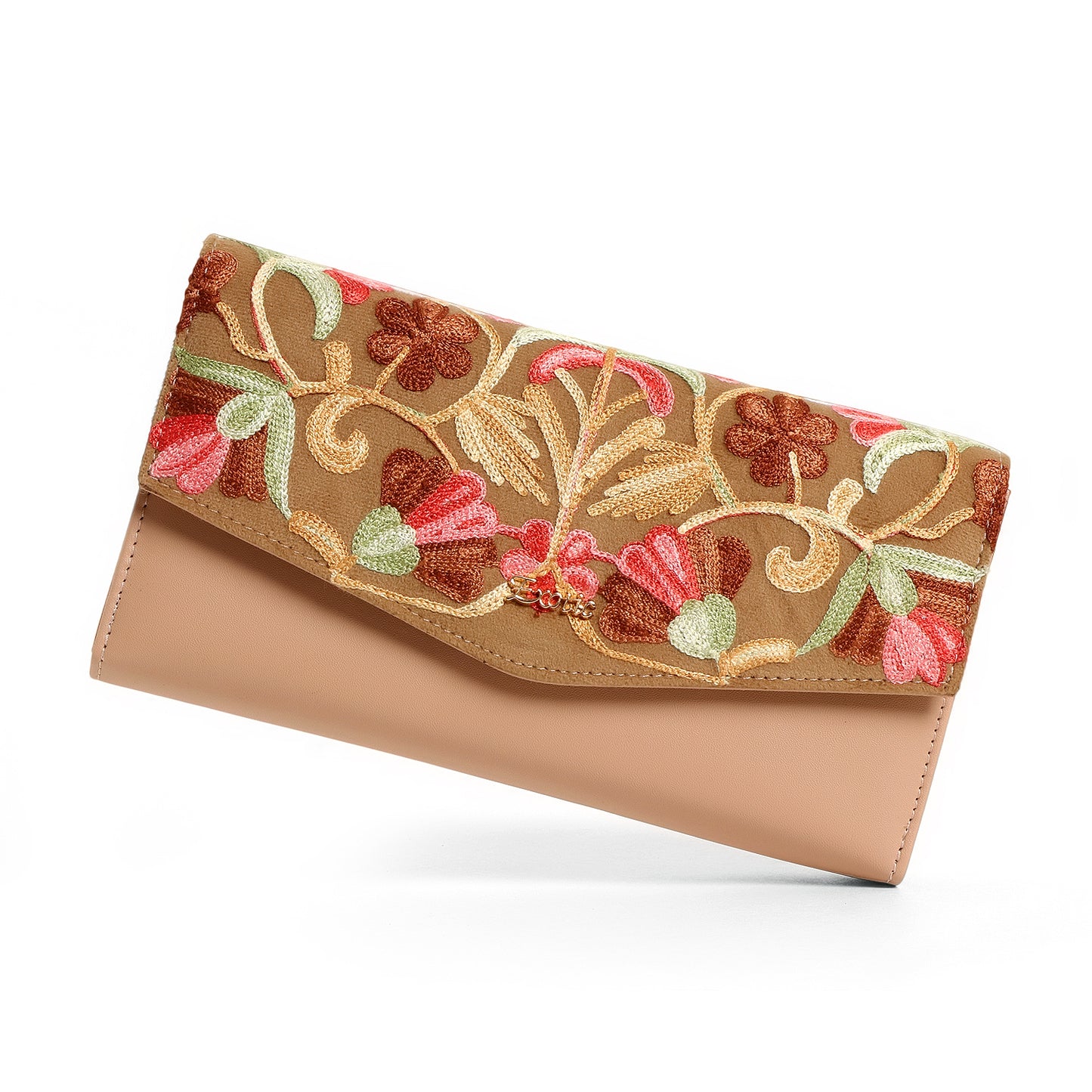Exotic Women’s Embroidered Floral Wallet Clutch with Detachable Long Strap
