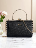 Exotic Premium Crystal Charm Sling Bag with Detachable Chain Handel Gift for Women (Black)