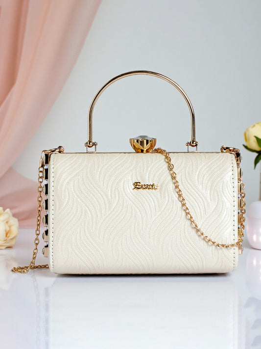 Exotic Premium Crystal Charm Sling Bag with Detachable Chain Handel Gift for Women (Peal)