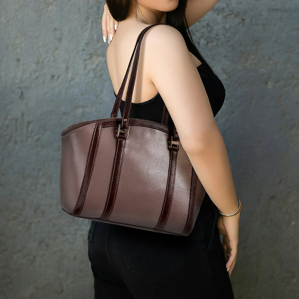 Elegant Dual-Tone Structured Tote Bag - exoticstore