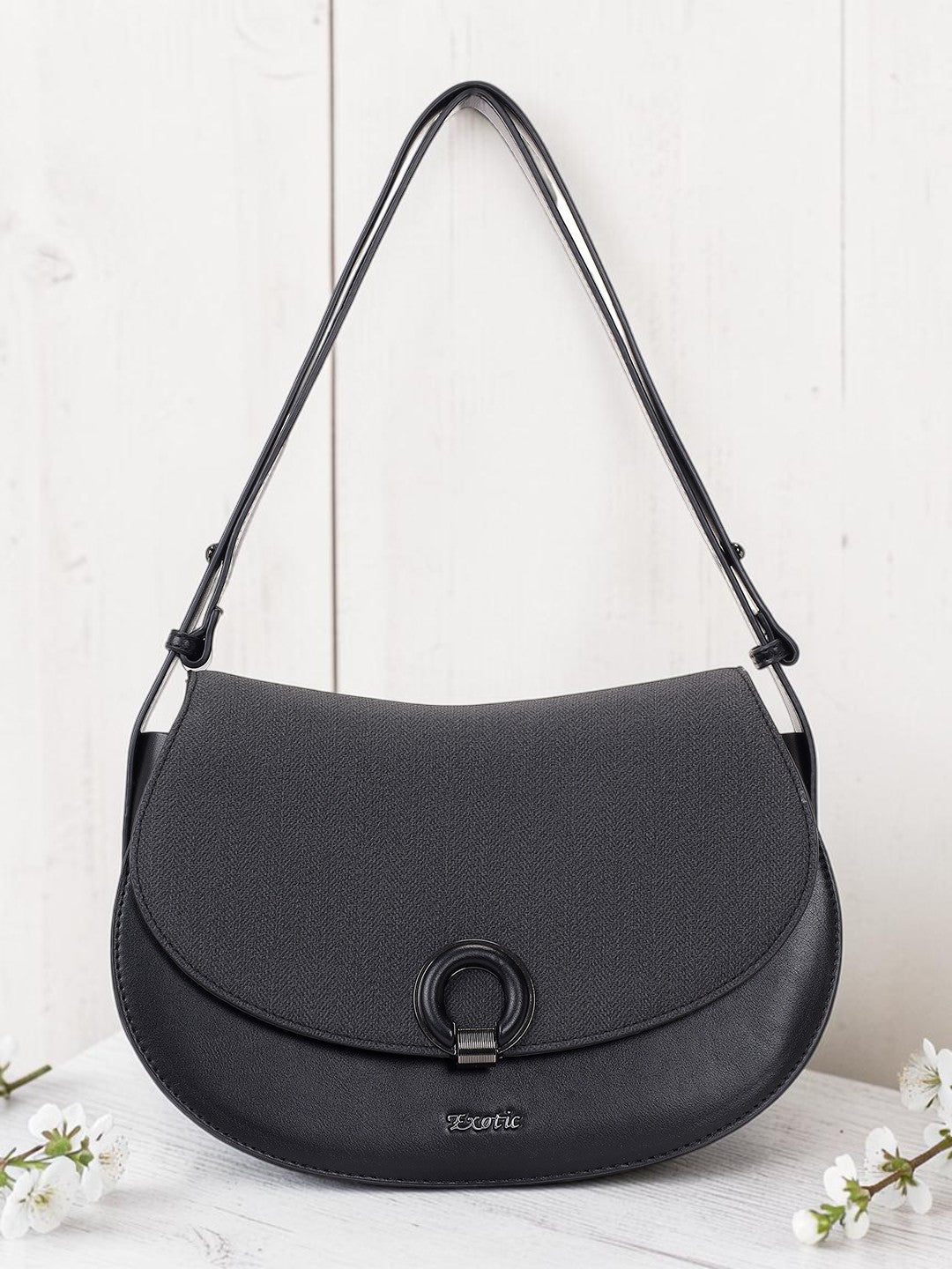 Exotic Simone Textured Saddle Bag