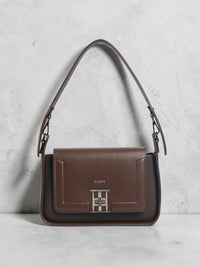 Exotic Ravelle Structured Shoulder Bag for Women (Coffee)