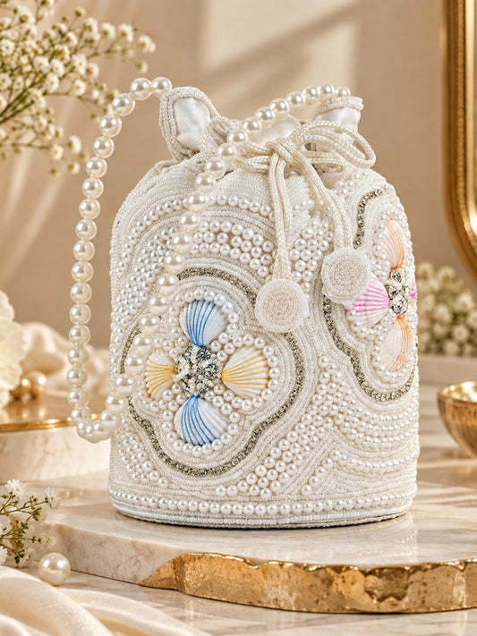 EXOTIC Zunaira Pearl Embellished Potli Bag for Women