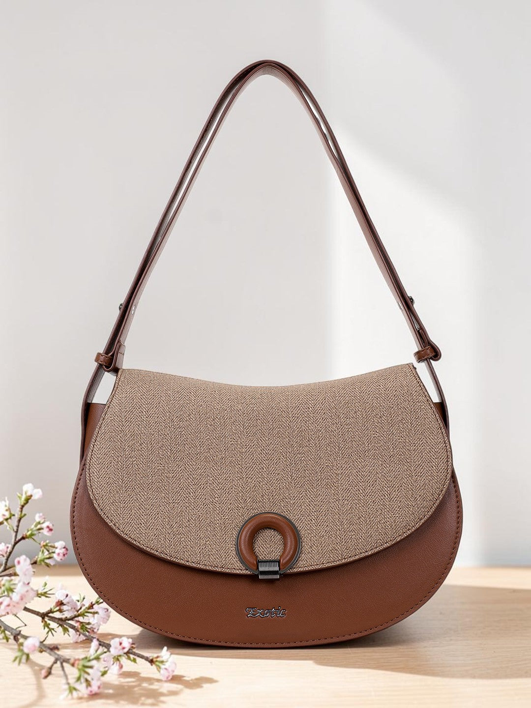 Exotic Simone Textured Saddle Bag