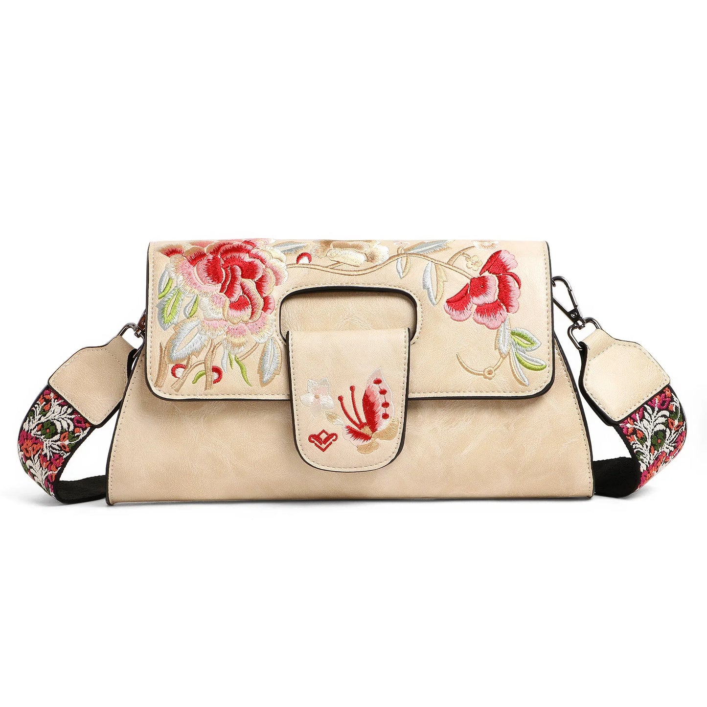Exotic® Floral Fantasy Embroidered PU Sling Bag - exoticstore
