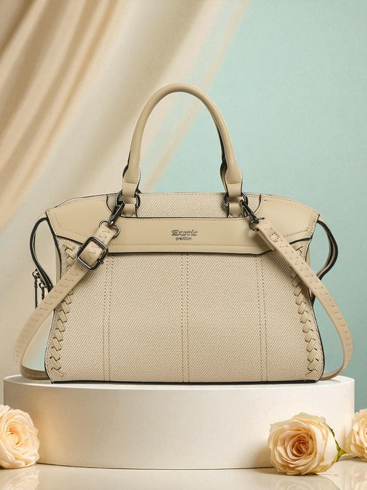 Exotic Embroidered Elegance in Every Stitch Sling & Hand Bag (Beige)