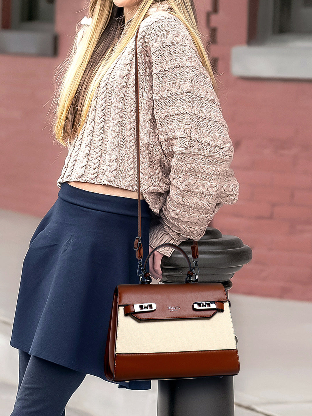 Exotic Dualtone Textured Handbag