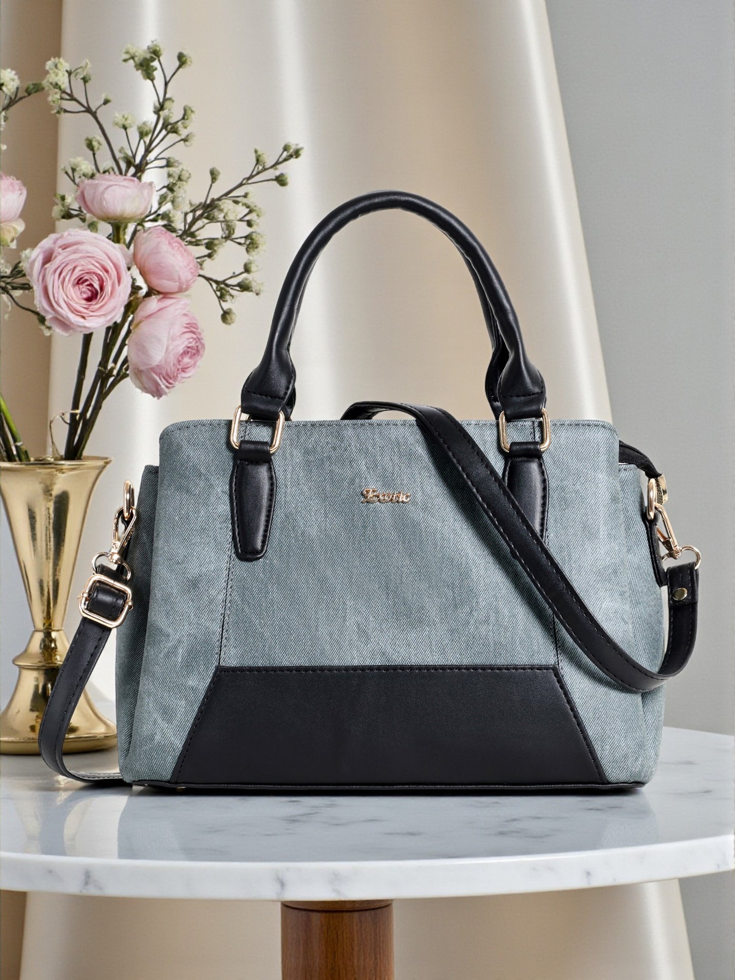 Exotic Three section Denim Bag