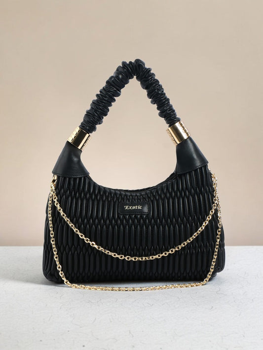 Exotic Premium Celestia Quilted Hobo Shoulder bag (Black)