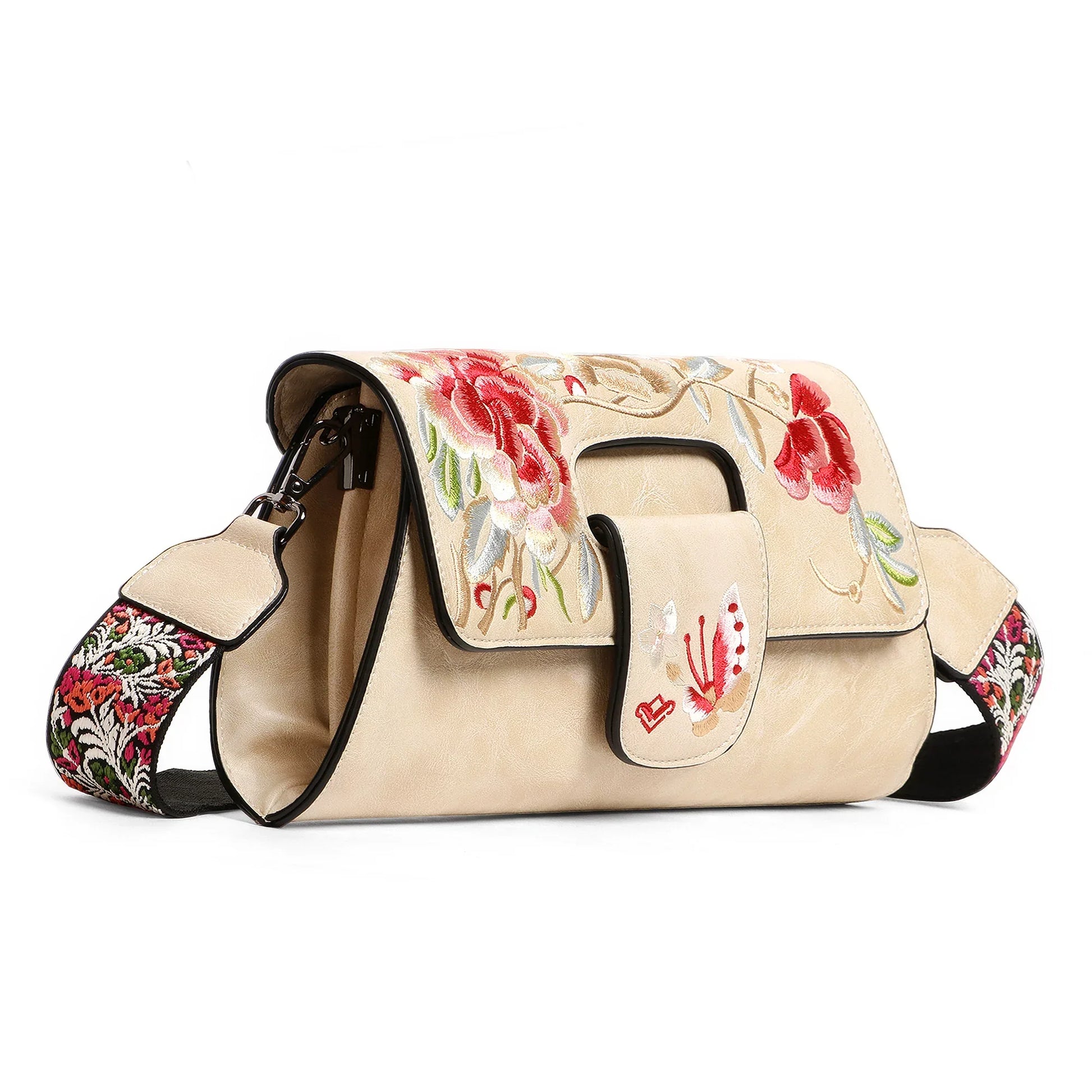 Exotic® Floral Fantasy Embroidered PU Sling Bag - exoticstore
