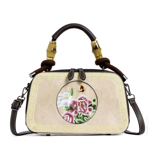 EXOTIC Bloom Embroidered Leather Handbag - exoticstore