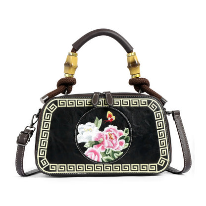 EXOTIC Bloom Embroidered Leather Handbag - exoticstore