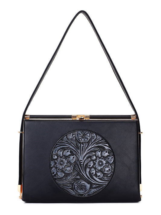 Exotic Aurelia Embossed Clutch for Women (Black)