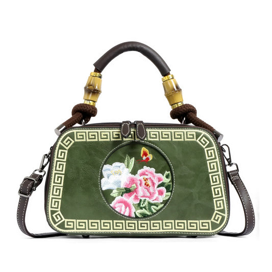 EXOTIC Bloom Embroidered Leather Handbag - exoticstore