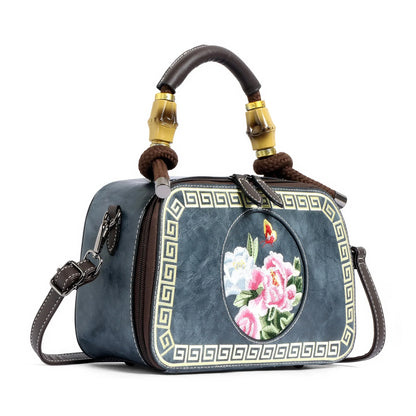EXOTIC Bloom Embroidered Leather Handbag - exoticstore