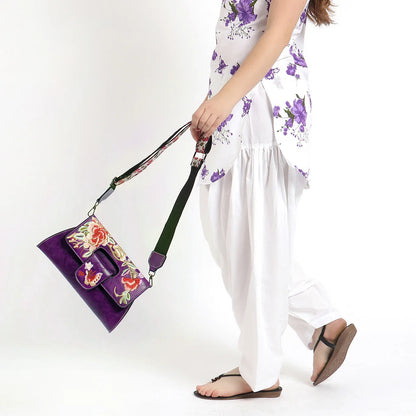 Exotic® Floral Fantasy Embroidered PU Sling Bag - exoticstore
