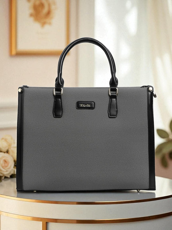 Exotic Structured Executive Oversize Tote/Hand Bag (Black)