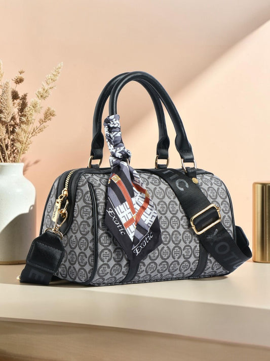 Exotic Monogram Pattern Top Handheld Slingbag (Black)