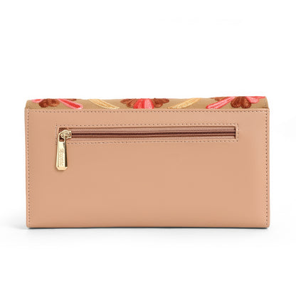 Exotic Women’s Embroidered Floral Wallet Clutch with Detachable Long Strap