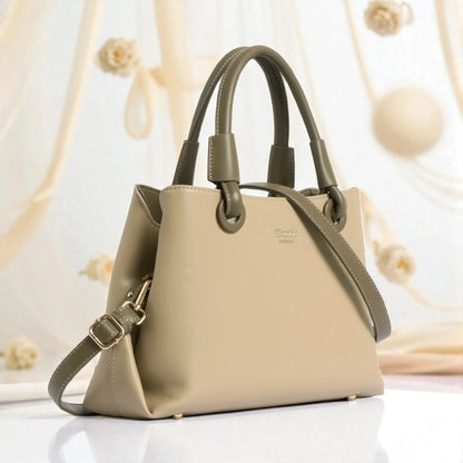 Exotic Premium Two-Tone Handbag | Beige & Olive Green Satchel Bag - exoticstore