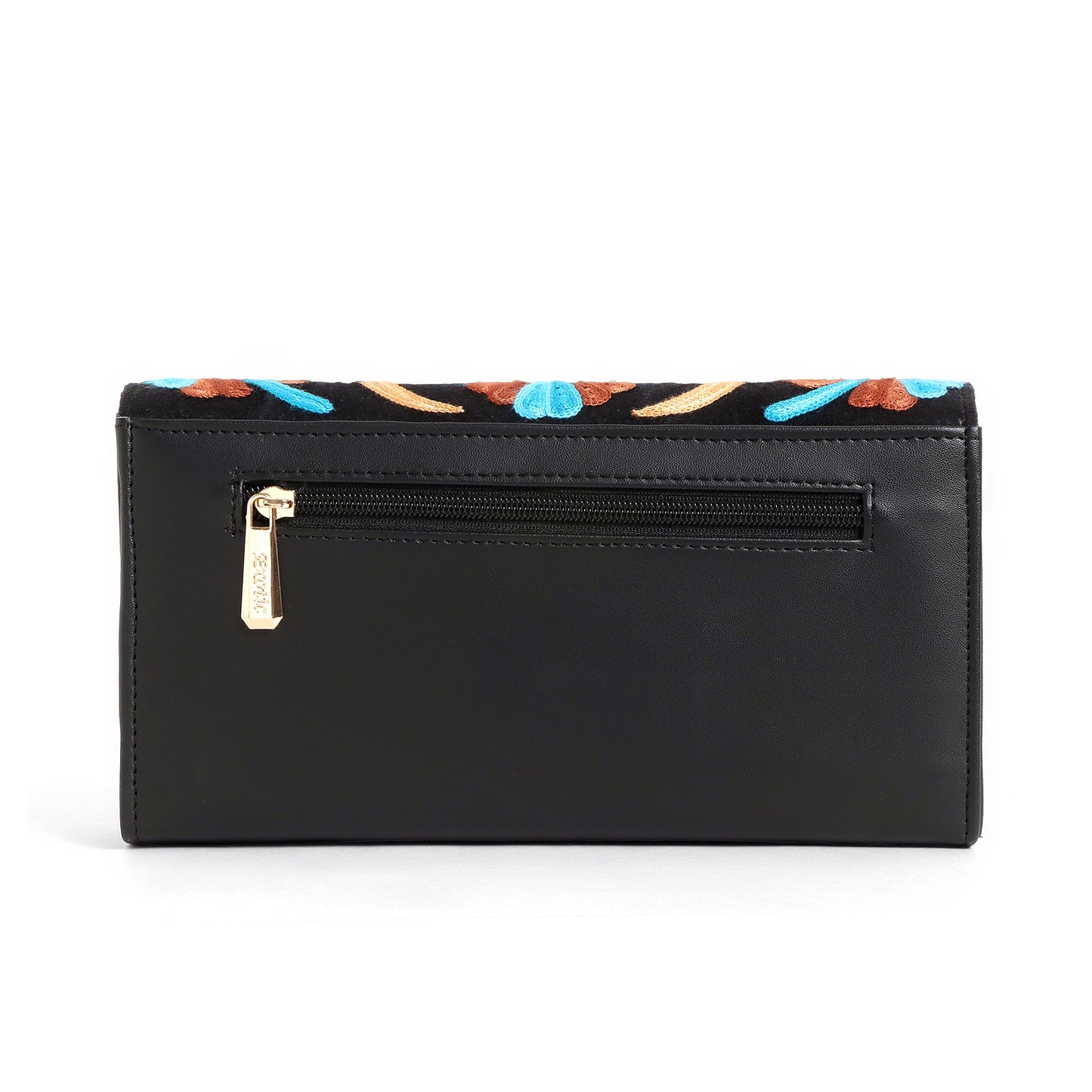 Exotic Women’s Embroidered Floral Wallet Clutch with Detachable Long Strap