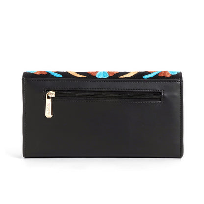 Exotic Women’s Embroidered Floral Wallet Clutch with Detachable Long Strap