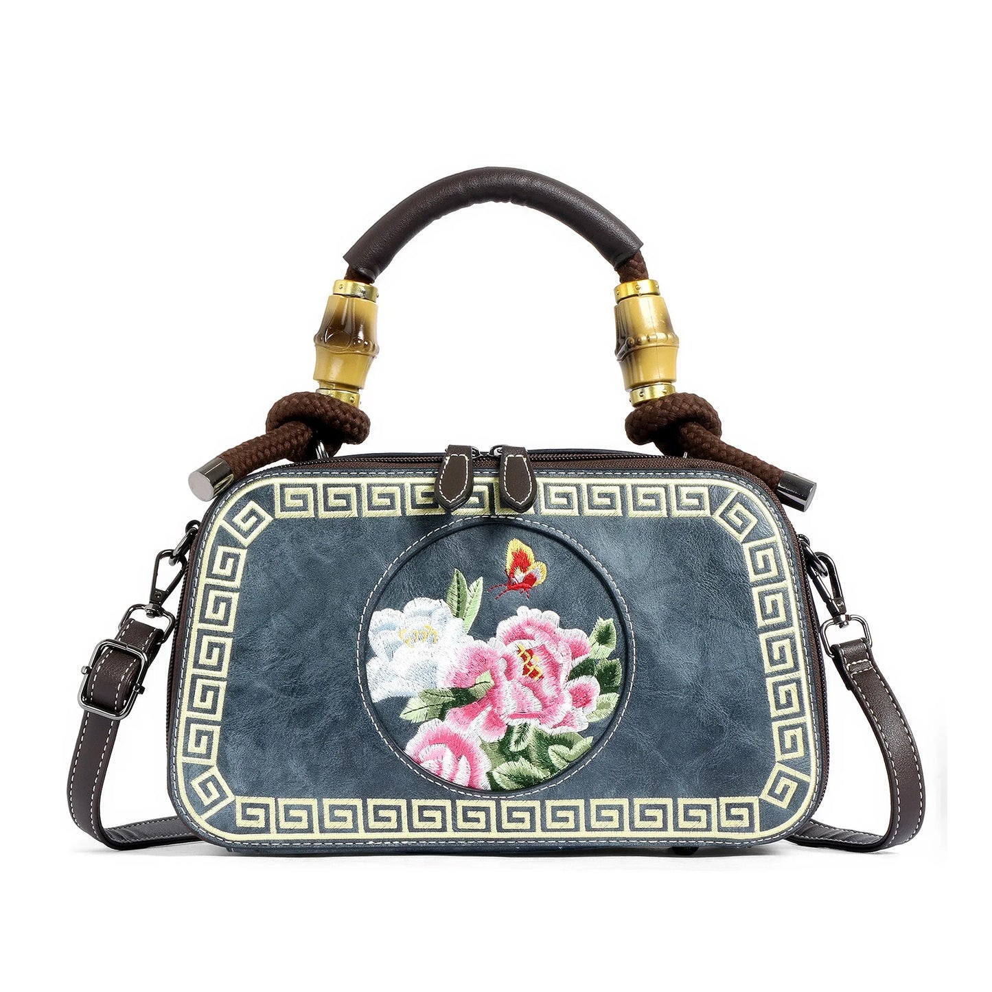 EXOTIC Bloom Embroidered Leather Handbag - exoticstore