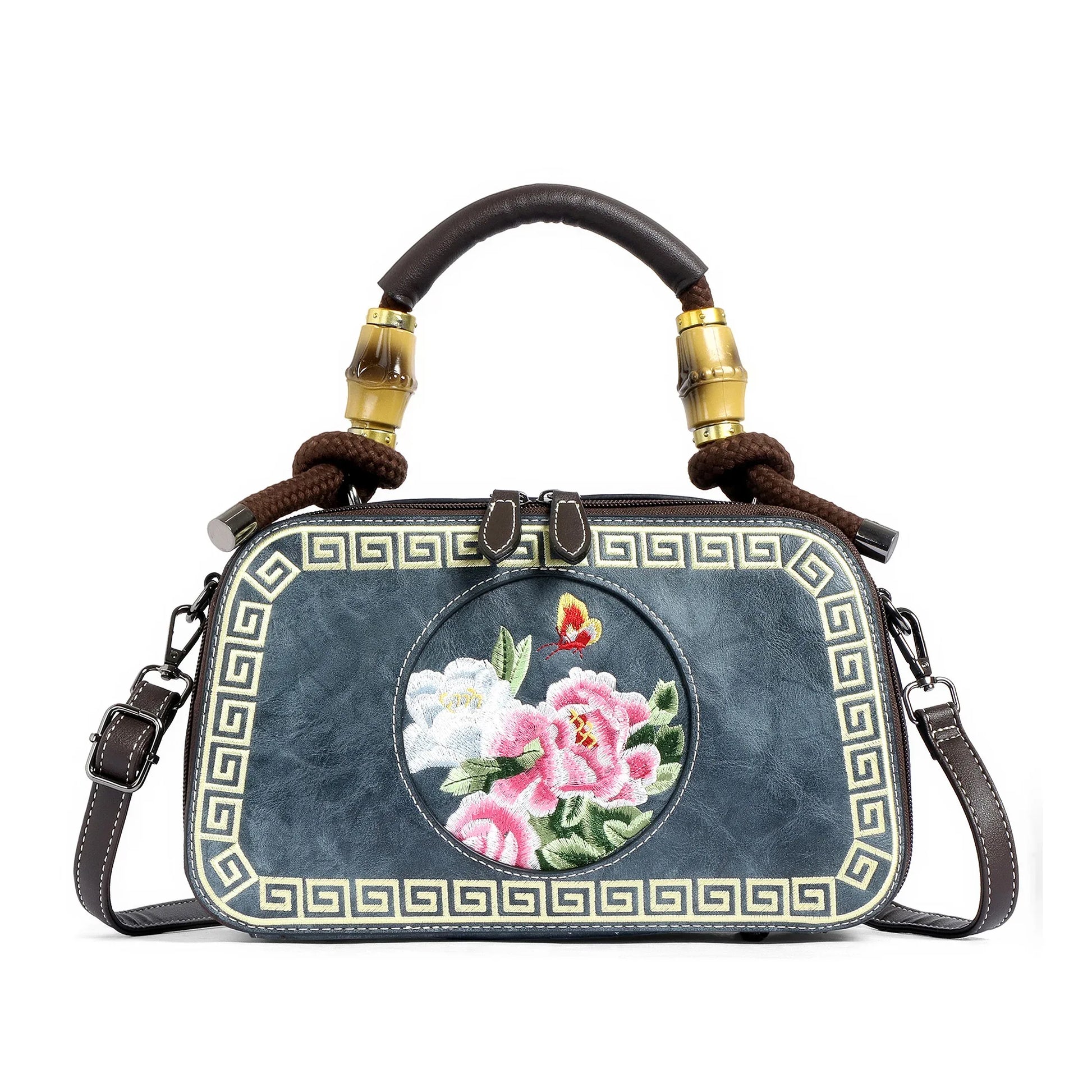 EXOTIC Bloom Embroidered Leather Handbag - exoticstore