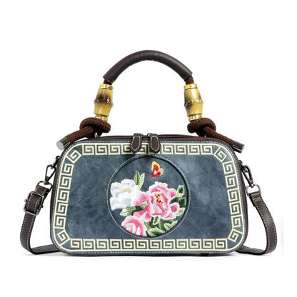 EXOTIC Bloom Embroidered Leather Handbag - exoticstore