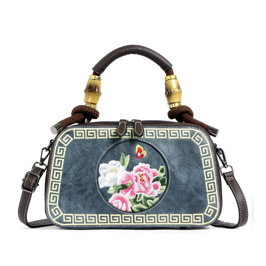 EXOTIC Bloom Embroidered Leather Handbag - exoticstore