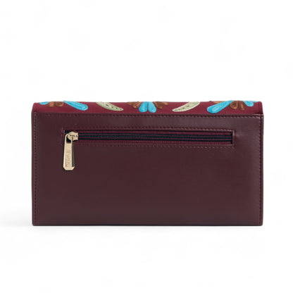 Exotic Women’s Embroidered Floral Wallet Clutch with Detachable Long Strap