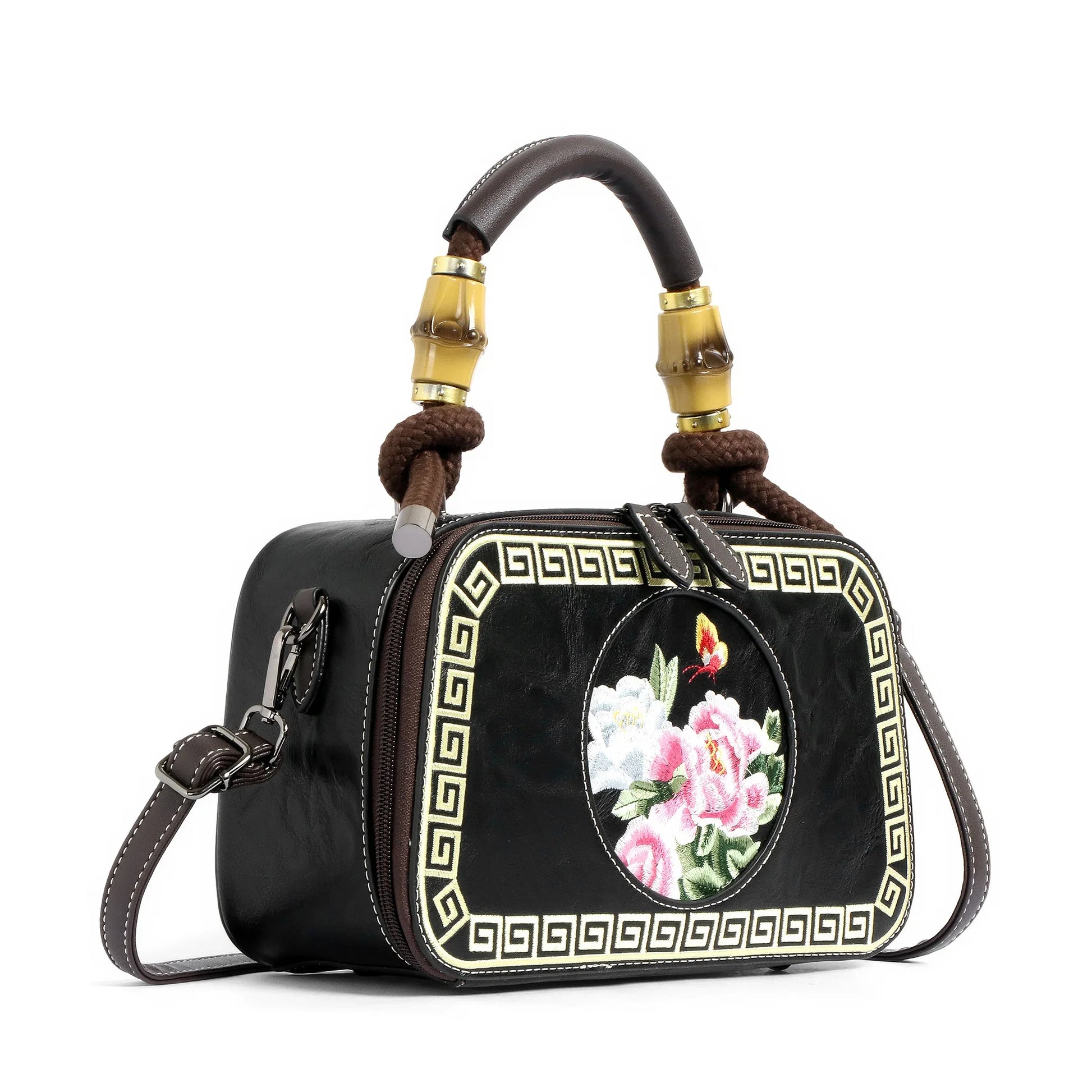 EXOTIC Bloom Embroidered Leather Handbag - exoticstore